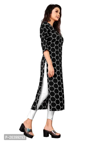 Attractive Black Printed Crepe Straight Kurta For Women-thumb3