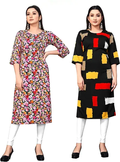 Attractive Crepe Straight Kurta Pack Of 2