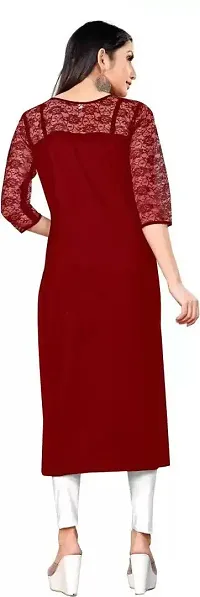 Attractive Maroon Solid Cotton Blend Straight Kurta For Women-thumb1