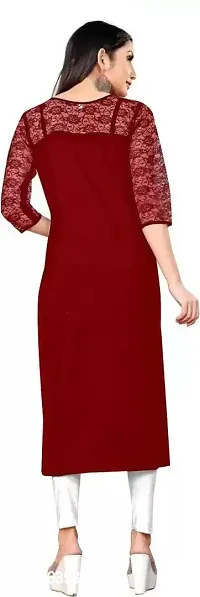 Attractive Maroon Solid Cotton Blend Straight Kurta For Women-thumb2