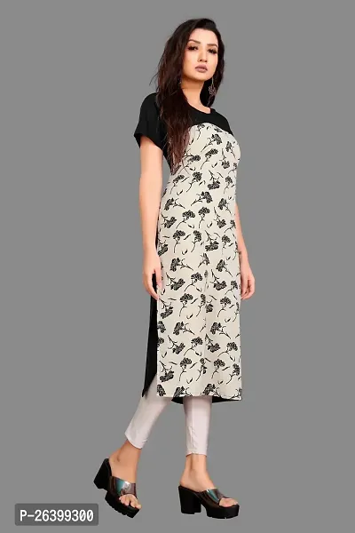 Attractive Multicoloured Printed Crepe Straight Kurta For Women-thumb3