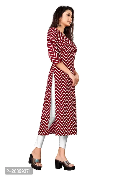 Attractive Maroon Printed Crepe Straight Kurta For Women-thumb3