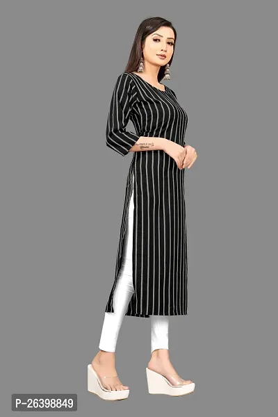 Attractive Black Striped Crepe Straight Kurta For Women-thumb3