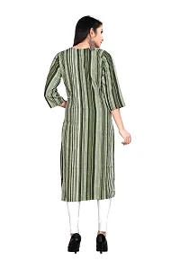 Attractive Olive Striped Crepe Straight Kurta For Women-thumb1