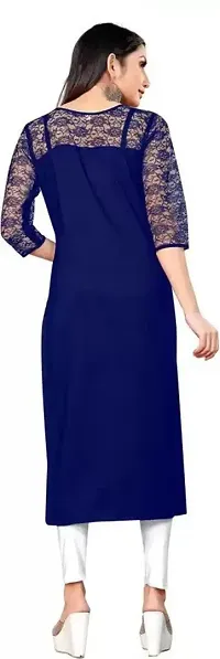 Attractive Blue Solid Crepe Straight Kurta For Women-thumb1