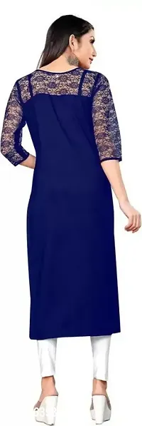 Attractive Blue Solid Crepe Straight Kurta For Women-thumb2