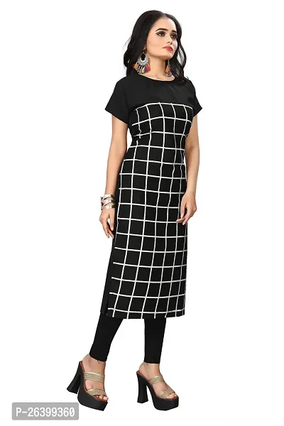 Attractive Black Printed Crepe Straight Kurta For Women-thumb3