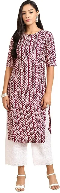 Attractive Multicoloured Printed Crepe Straight Kurta For Women-thumb0