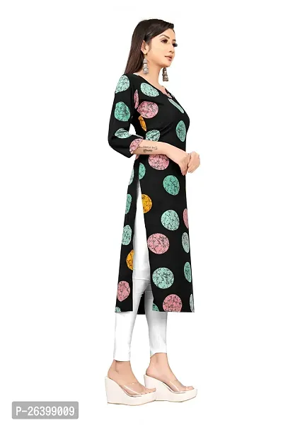 Attractive Black Printed Crepe Straight Kurta For Women-thumb3