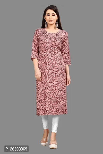 Attractive Multicoloured Printed Crepe Straight Kurta For Women