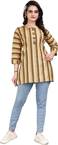 Attractive Striped Khadi Short Kurta For Women