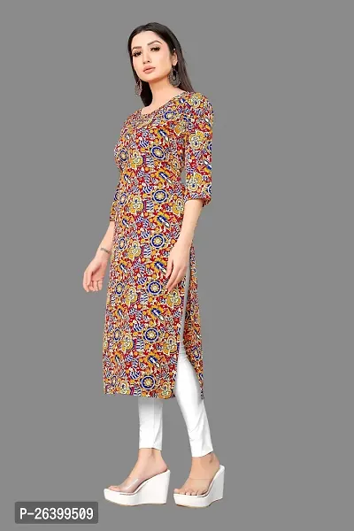 Attractive Multicoloured Printed Crepe Straight Kurta For Women-thumb3