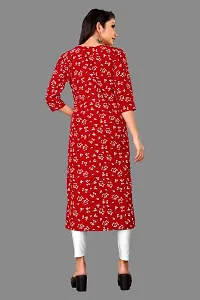 Attractive Red Printed Crepe Straight Kurta For Women-thumb1