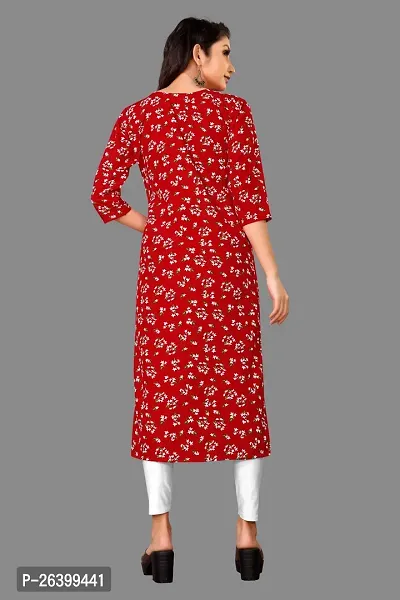 Attractive Red Printed Crepe Straight Kurta For Women-thumb2