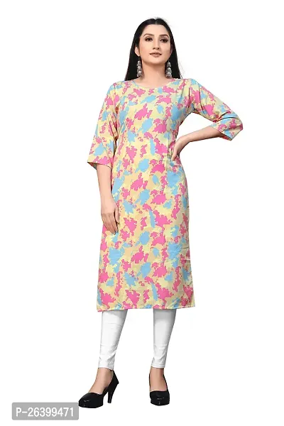 Attractive Multicoloured Printed Crepe Straight Kurta For Women-thumb0