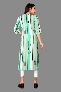 Attractive Green Striped Crepe Straight Kurta For Women-thumb1