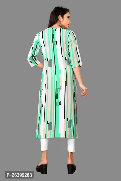 Attractive Green Striped Crepe Straight Kurta For Women-thumb2