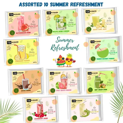 NutriSnacksBox Natural 10 Assorted Summer Drink | Instant Energy Drink, Rehydration drink ,No Preservative