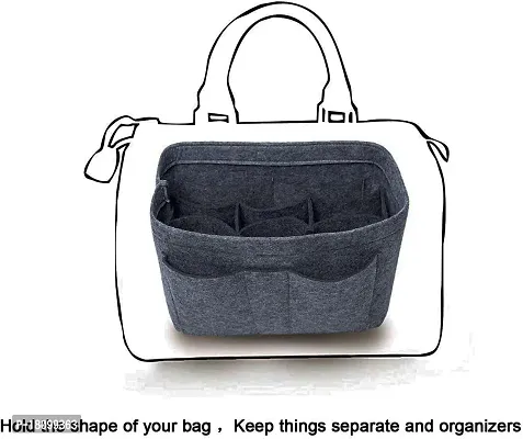 GREENSHEEP Women Felt Purse Organizer Insert for Ladies Handbag, Tote, Hobo Bag Storage Purse Divider, Multiple Storage Compartment - Dark Grey(8.85x4.5x5.5) inch (Small)-thumb5