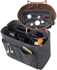 GREENSHEEP Women Felt Purse Organizer Insert for Ladies Handbag, Tote, Hobo Bag Storage Purse Divider, Multiple Storage Compartment - Dark Grey(8.85x4.5x5.5) inch (Small)-thumb3