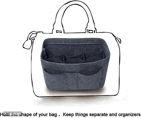 GREENSHEEP Women Felt Purse Organizer Insert for Ladies Handbag, Tote, Hobo Bag Storage Purse Divider, Multiple Storage Compartment - Dark Grey(9.25x5.1x5.9) inch (Medium)-thumb5