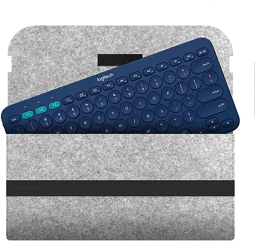 GREENSHEEP Felt Keyboard Sleeve For Logitech K380 Bluetooth Multi-Device Wireless Keyboard,Travel Sleeve Bag Case For Office (Grey)Tablets