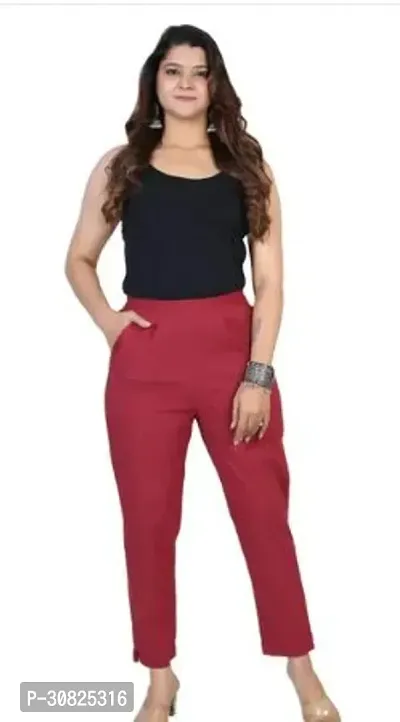 Stylish Maroon Cotton Solid Ethnic Pants For Women-thumb0