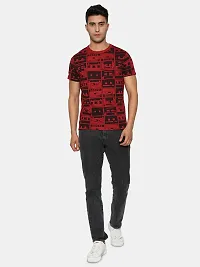 Stylish Cotton Red Printed Half Sleeves T-shirt For Men-thumb2