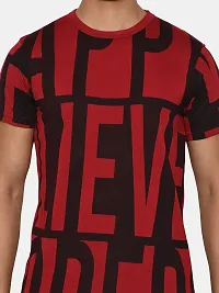 Stylish Cotton Red Printed Half Sleeves T-shirt For Men-thumb1