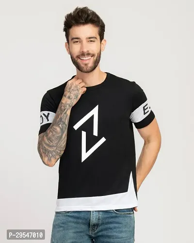 Stylish Round Neck Cotton Blend T-Shirt For Men