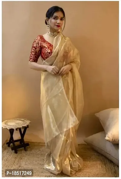 Stylish Fancy Designer Organza Saree With Blouse Piece For Women-thumb0