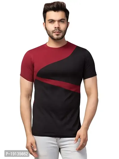 Stich Vastra Men Good Looking Multi Colour Round Neck T-Shirt-thumb0