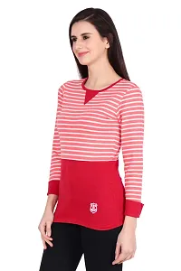 Reliable Red Striped Cotton Women's T-Shirt-thumb2