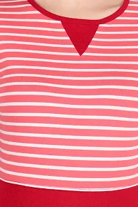 Reliable Red Striped Cotton Women's T-Shirt-thumb4