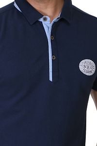 Men's Navy Blue Cotton Solid Polos T-Shirt-thumb4