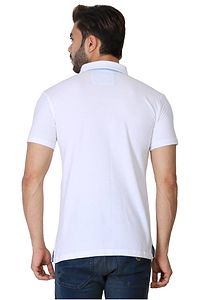 Men's Off White Cotton Solid Polos T-Shirt-thumb1