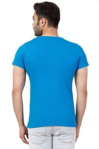 Men's Blue Cotton Solid Henley Tees-thumb1