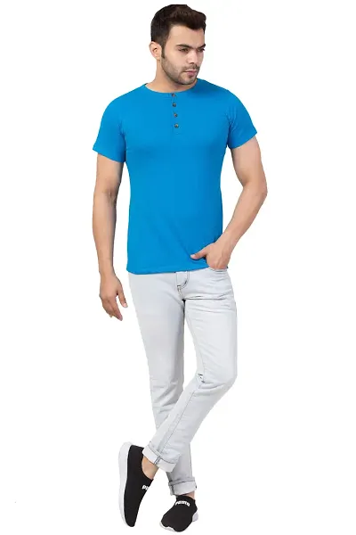 Men's Solid Henley Tees