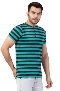 Men's Multicoloured Cotton Striped Henley Tees-thumb2