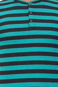 Men's Multicoloured Cotton Striped Henley Tees-thumb3