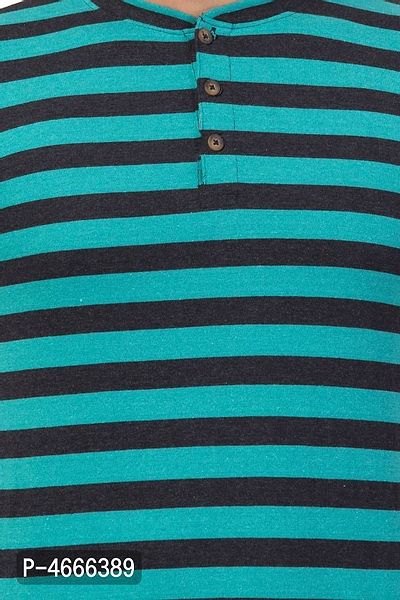 Men's Multicoloured Cotton Striped Henley Tees-thumb4