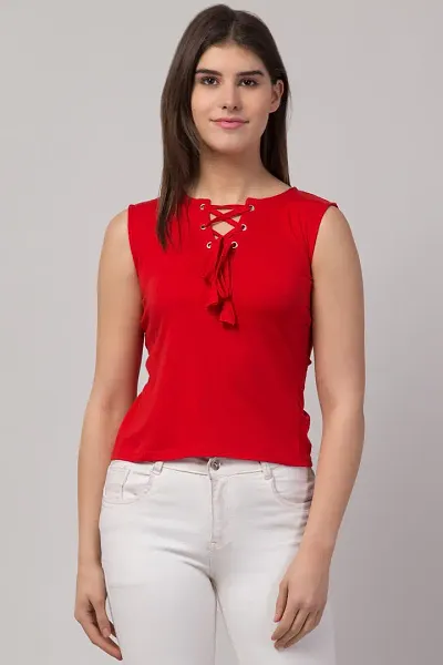 STITCH VASTRA Solid Color Sleeveless Trendy Top