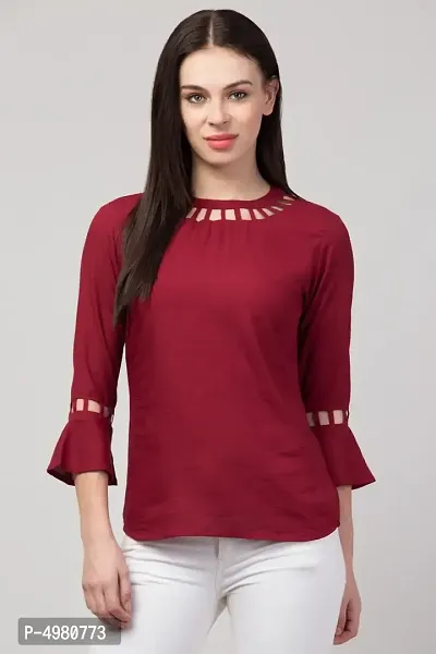 3/4 Sleeve Round Neck Women Top-thumb0