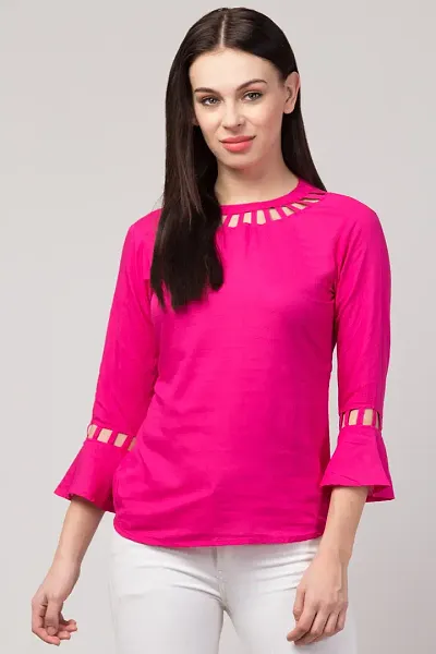 3/4 Sleeve Round Neck Women Top