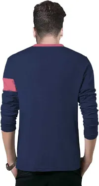 Stylish Cotton Pink Solid Full Sleeves Round Neck T-shirt For Men-thumb1