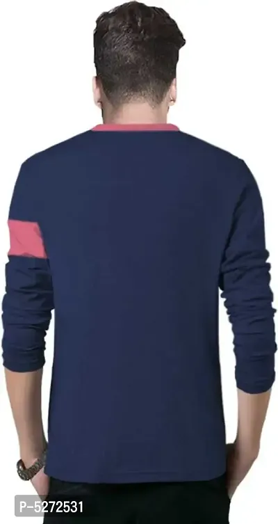 Stylish Cotton Pink Solid Full Sleeves Round Neck T-shirt For Men-thumb2
