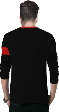 Stylish Cotton Red Solid Full Sleeves Round Neck T-shirt For Men-thumb1