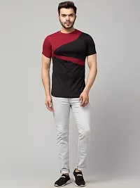 Men's Multicoloured Cotton Colourblocked T-Shirt-thumb2
