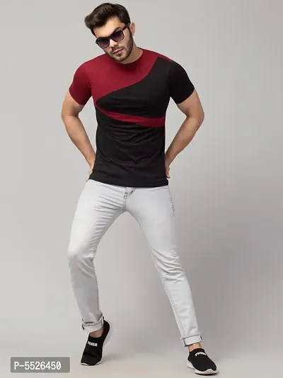 Men's Multicoloured Cotton Colourblocked T-Shirt-thumb4