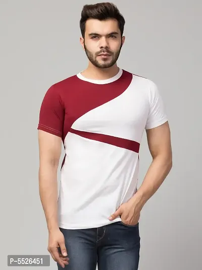 Men's Multicoloured Cotton Colourblocked T-Shirt-thumb0